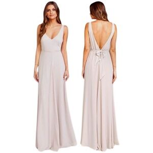 SHOW ME YOUR MUMU Jenn Maxi Dress‎ in Show Me The Ring Crisp (Beige) W/ Sash